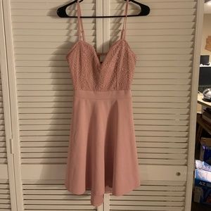 Pink lace skater dress